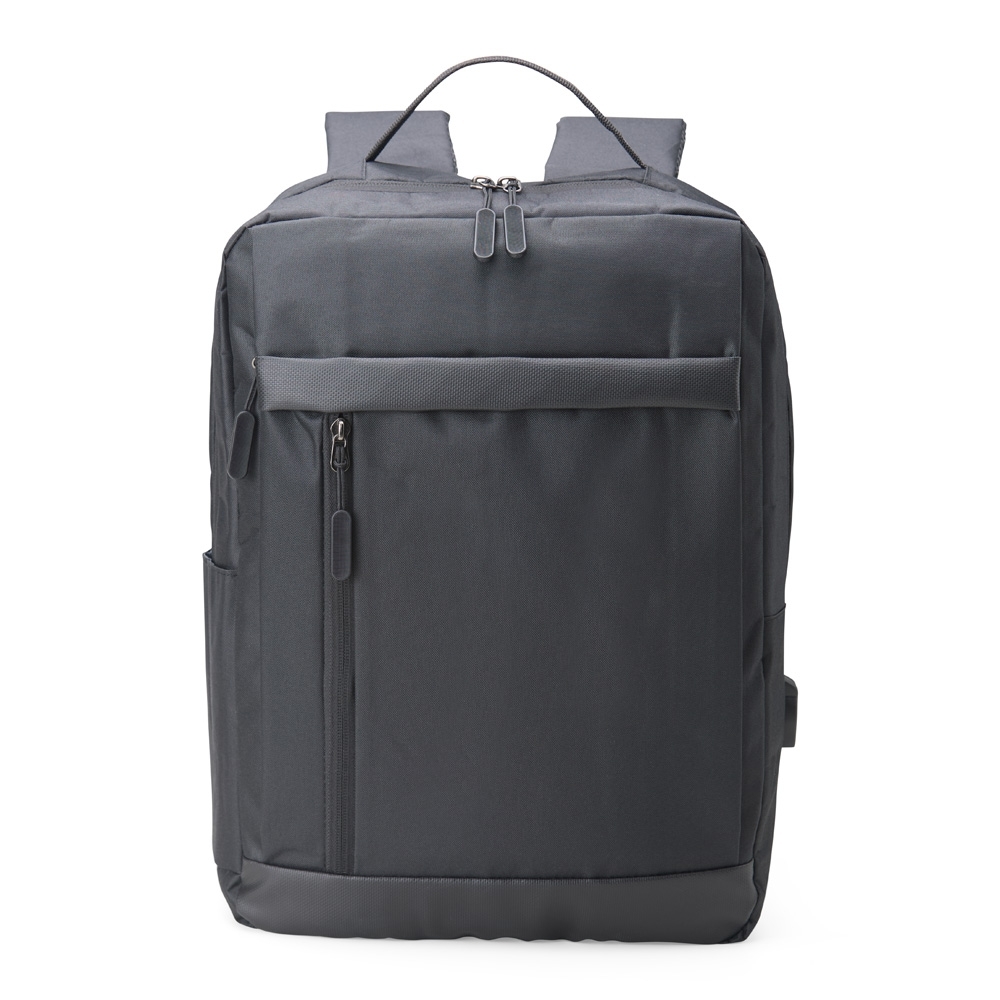 MOCHILA DE NYLON COM DET. EM COURO SINT. SPX-01325D-PRE NA COR PRETO