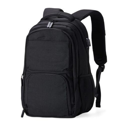 Mochila Personalizada De Poliéster USB 28L na cor preto