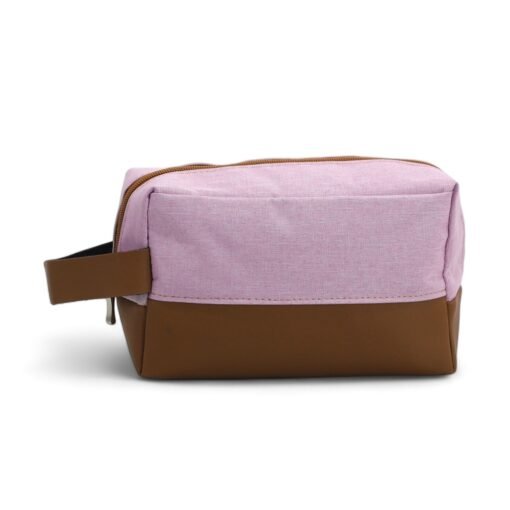 Nécessaire personalizada nylon - rosa com detalhes em marrom