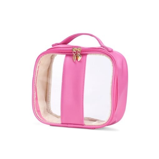 Necessaire Em Pvc E Pu Tam.P Rosa