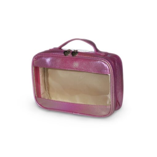 Necessaire Personalizada Para Empresas Holográfica na cor rosa