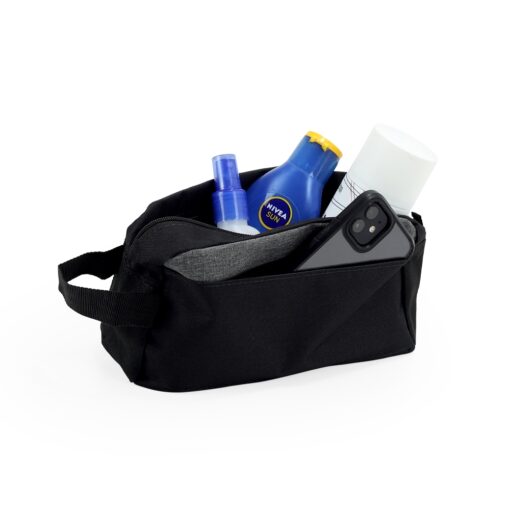 Nécessaire Personalizada De Nylon - preto com detalhes em chumbo