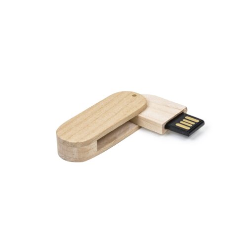 Pen Drive Madeira Oval 4 Gb Giratório | Brinde Personalizado na cor madeira