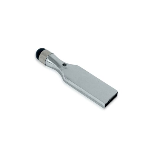 Pen Drive Touch 8 Gb Metal | Brinde Personalizado - prata com detalhes em preto