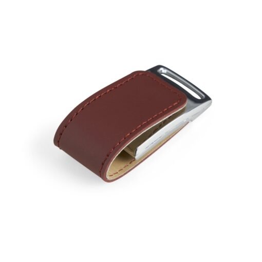 Pen Personalizado Couro - Marrom/Prata SPX-00055-4GB-MAR/PRA