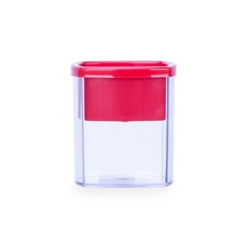 Porta Caneta Personalizado Plástico - Transparente/Vermelho