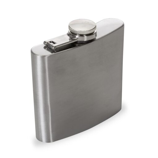 Porta Whisky Personalizado Inox 6Oz - Prata | Brindes Brasil
