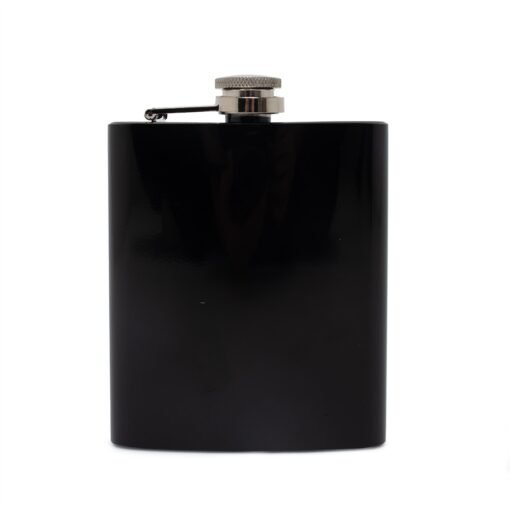 Porta Whisky Personalizado Inox 7Oz - Preto/Inox