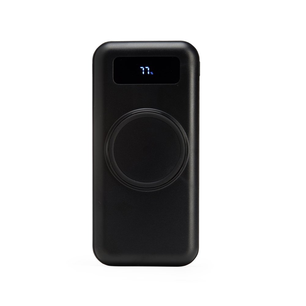 POWER BANK 10.000MAH COM CARREGAMENTO VIA INDUÇÃO OU VIA CABO SPX-06052 NA COR PRETO