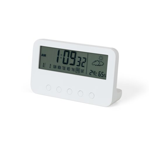 Relógio Despertador C/ Medidor De Temperatura E Umidade | Brinde Personalizado na cor branco