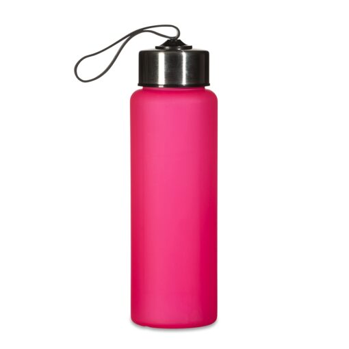 Garrafa Personalizada Plástica 680Ml - Rosa/Inox