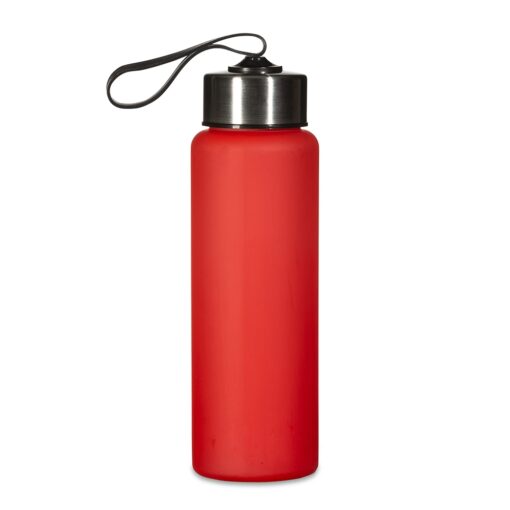 Garrafa Personalizada Plástica 680Ml - Vermelho/Inox