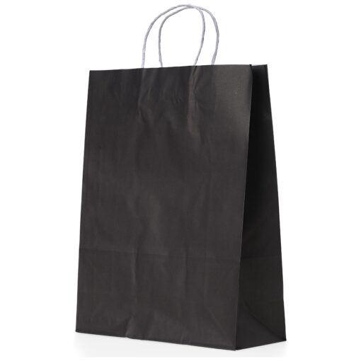 Sacola Promocional Kraft Grande - prata com detalhes em preto