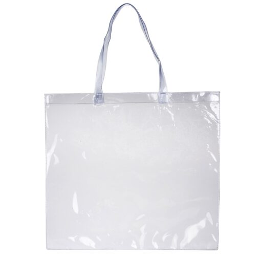 Sacola Personalizada Plástica - transparente com detalhes em branco