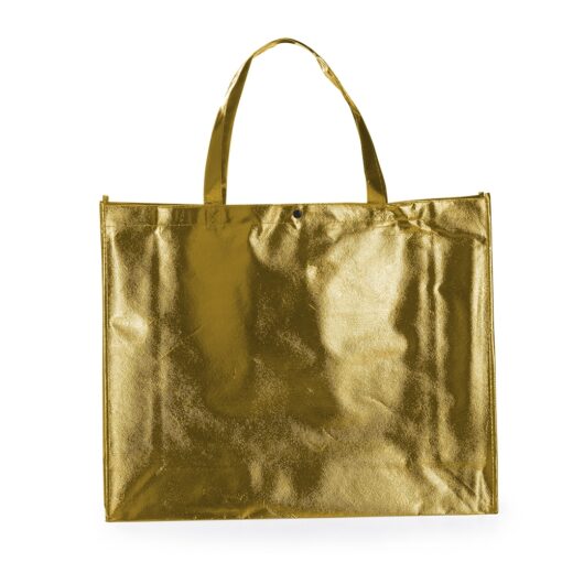 Sacola Para Brindes Em Tnt Revestida C/ Plastico na cor dourado