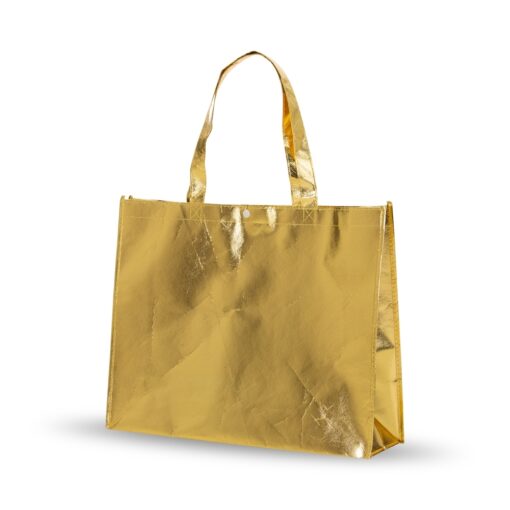 Sacola Personalizada Em Tnt Revestida C/ Plastico na cor dourado