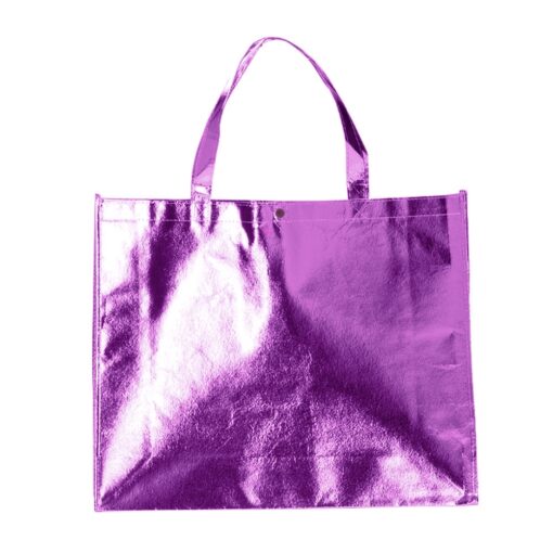 Sacola Com Logo Em Tnt Revestida C/ Plastico na cor roxo