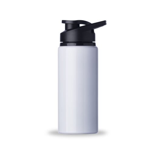 Squeeze Promocional Alumínio 650Ml - branco com detalhes em preto