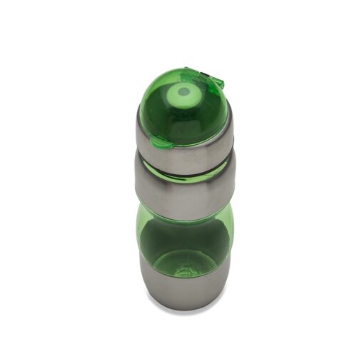 Squeeze Para Brindes Plastico C/ Metal 450Ml Bico E Alça - verde com detalhes em inox
