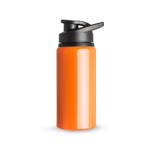 Squeeze Para Brindes Alumínio 650Ml - laranja com detalhes em preto