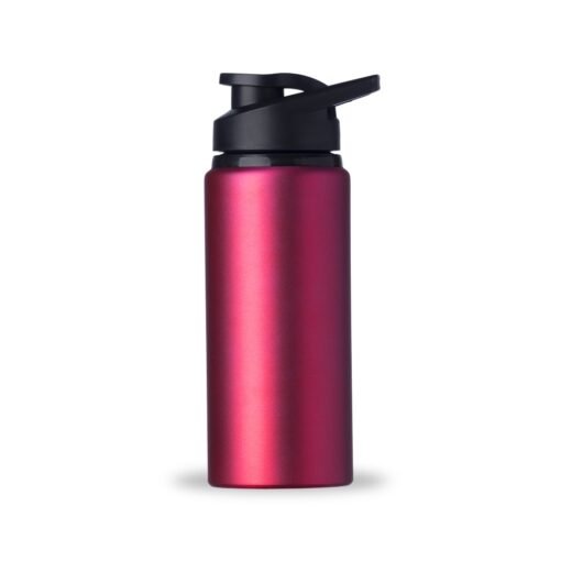 Squeeze Para Brindes Alumínio 650Ml - rosa com detalhes em preto