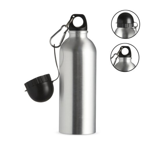 Squeeze Personalizado Alumínio Sublimático 500Ml - prata com detalhes em preto