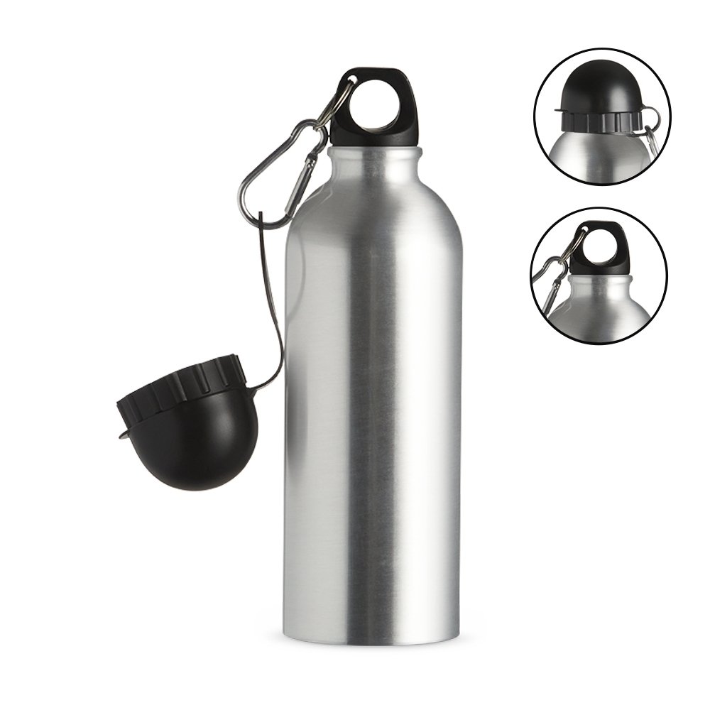 SQUEEZE ALUMINIO 500ML C/ BICO E MOSQUETÃO SPX-9139AS NA COR PRATA