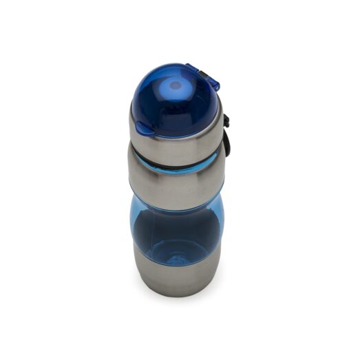 Squeeze Personalizado Plastico C/ Metal 450Ml Bico E Alça - azul com detalhes em inox