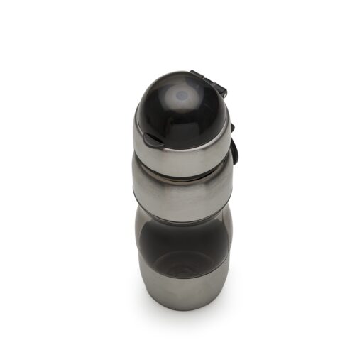 Squeeze Promocional Plastico C/ Metal 450Ml Bico E Alça - preto com detalhes em inox