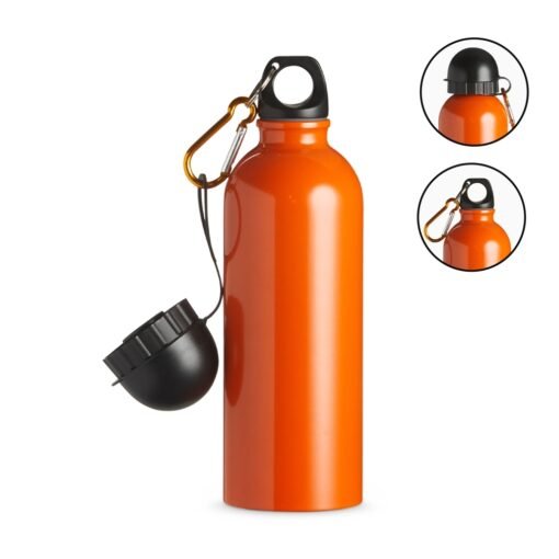 Squeeze Inox 500Ml C/ Bico E Mosquetão Laranja E Preto