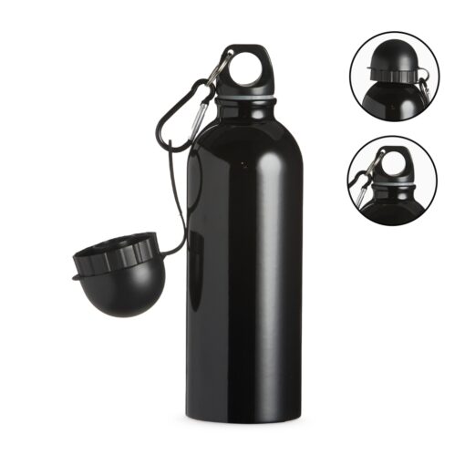 Squeeze Com Logo Inox 500Ml C/ Bico E Mosquetão na cor preto