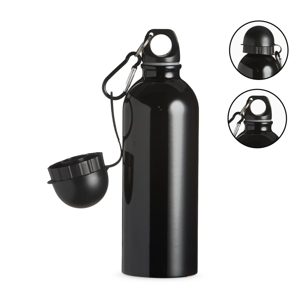 SQUEEZE INOX 500ML C/ BICO E MOSQUETÃO SPX-9139I NA COR PRETO