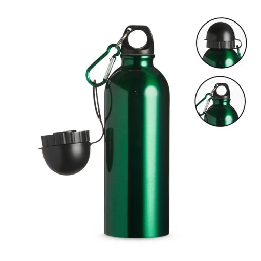 Squeeze Promocional Inox 500Ml C/ Bico E Mosquetão - verde com detalhes em preto