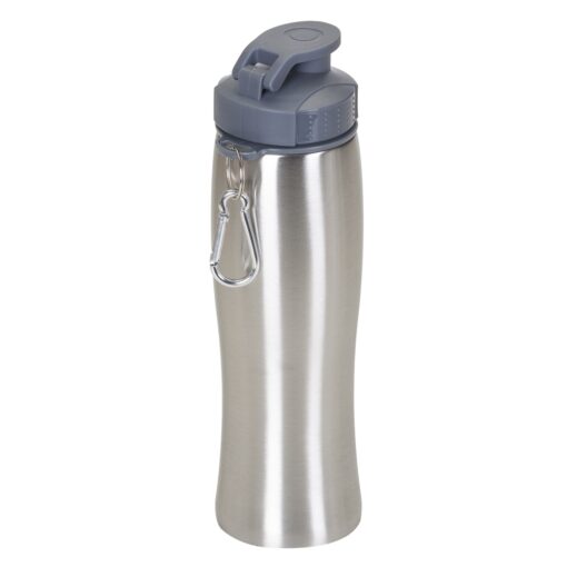 Squeeze Personalizado Inox 750Ml - prata com detalhes em cinza