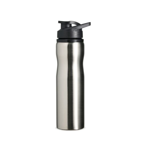 Squeeze Personalizado Inox 750Ml - inox com detalhes em preto