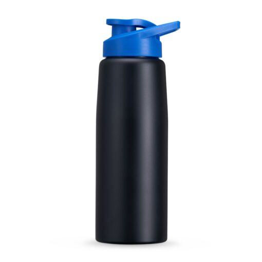 Squeeze Personalizado Inox 880Ml - preto com detalhes em azul