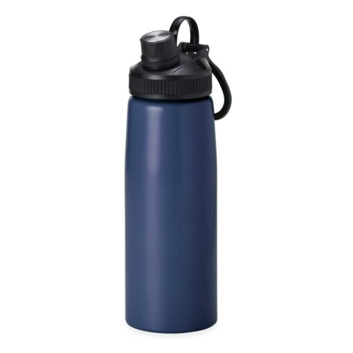 Squeeze Com Logo Inox 900Ml - azul com detalhes em preto