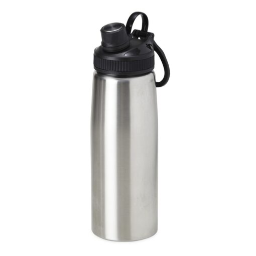 Squeeze Para Brindes Inox 900Ml - inox com detalhes em preto