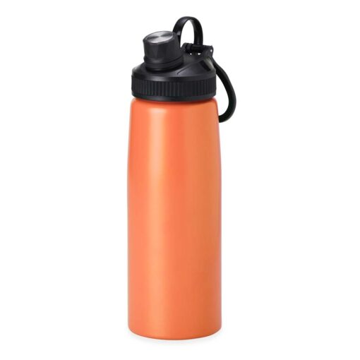 Squeeze Promocional Inox 900Ml - laranja com detalhes em preto