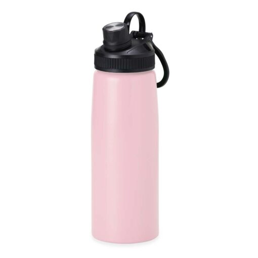Squeeze Personalizado Para Empresas Inox 900Ml - rosa com detalhes em preto