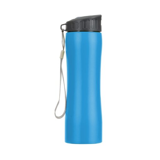 Squeeze Promocional 600Ml Inox C/ Alça - azul com detalhes em preto