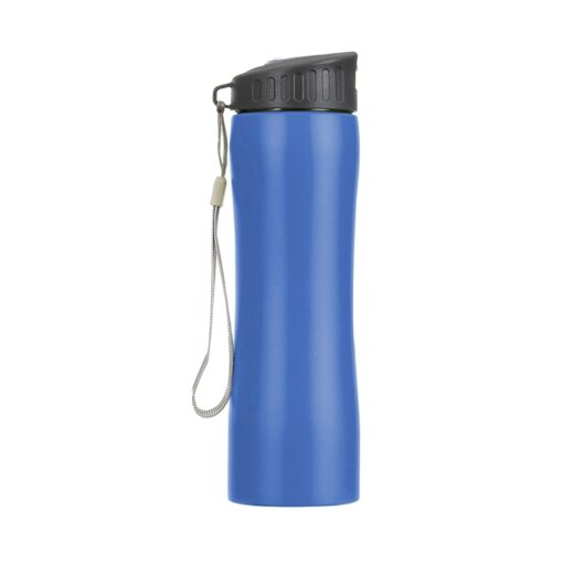 Squeeze Com Logo 600Ml Inox C/ Alça - azul com detalhes em preto
