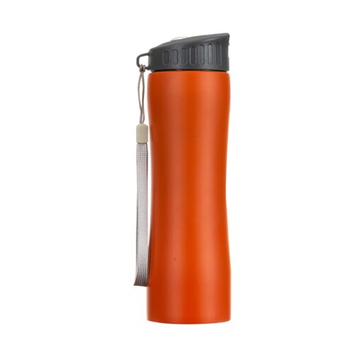 Squeeze Para Brindes 600Ml Inox C/ Alça - laranja com detalhes em preto