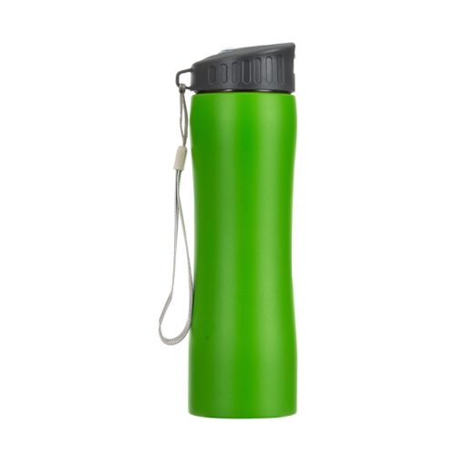 Squeeze Promocional 600Ml Inox C/ Alça - verde com detalhes em cinza
