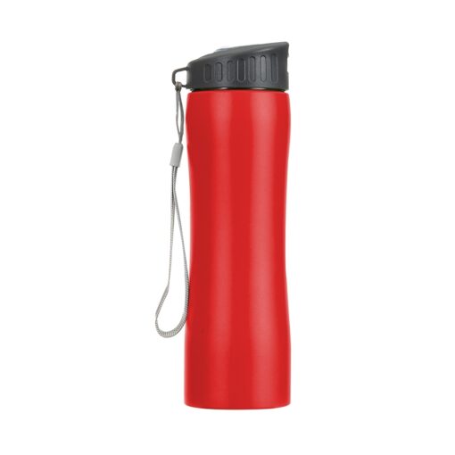 Squeeze Personalizado Para Empresas 600Ml Inox C/ Alça - vermelho com detalhes em cinza