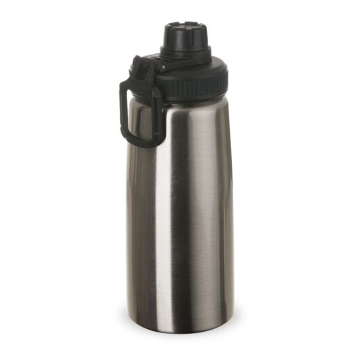 Squeeze Para Brindes 750Ml Inox C/ Alça - prata com detalhes em preto