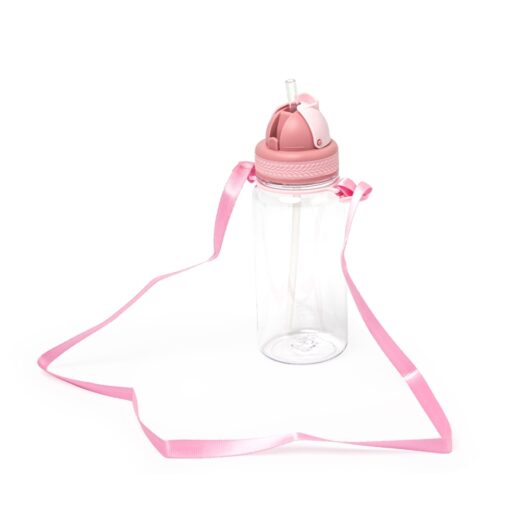 Squeeze Personalizado Plástico 420Ml - transparente com detalhes em rosa