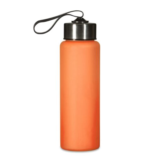 Garrafa Personalizada Plástica 680Ml - Laranja/Inox