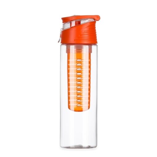Squeeze Personalizado Para Empresas Plástico 700Ml Com Infusor - transparente com detalhes em laranja