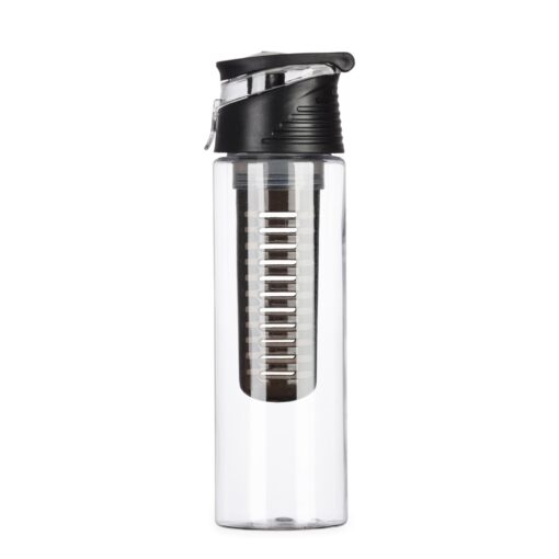 Squeeze Com Logo Plástico 700Ml Com Infusor - preto com detalhes em branco